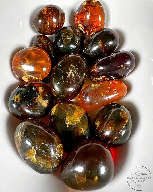Indonesian Amber Tumbles: Ancient Glow