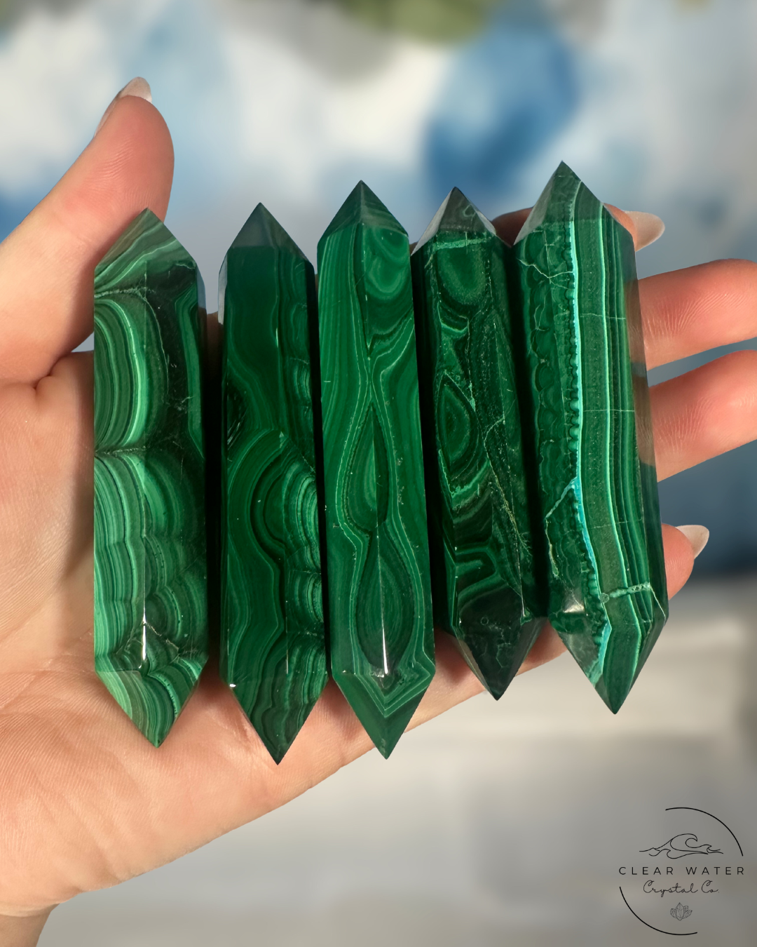 Malachite Double Terminated Points