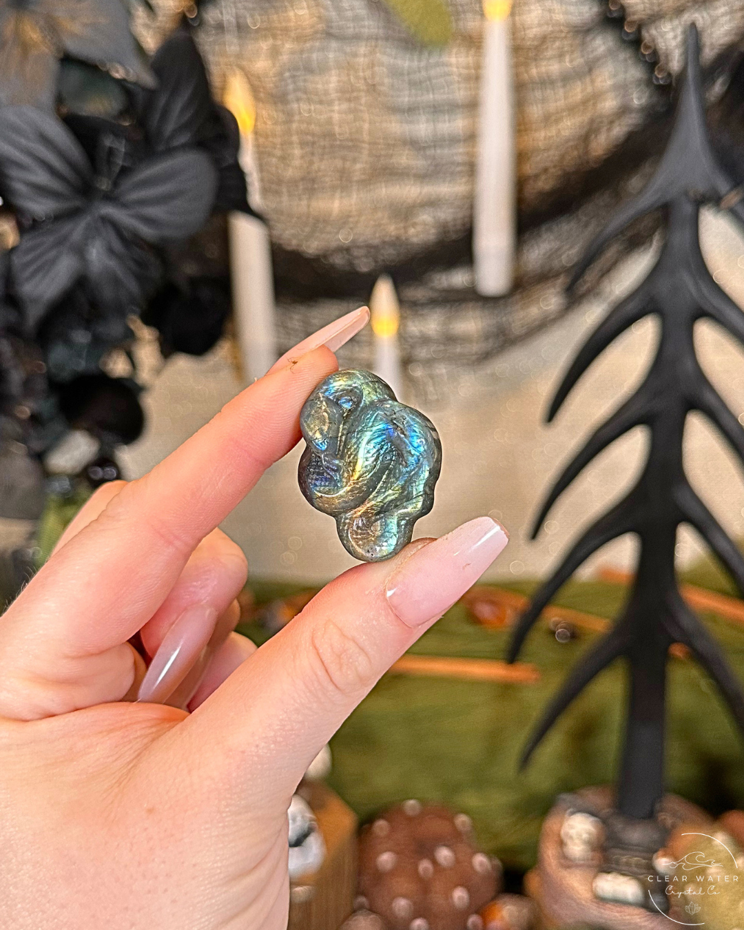 Labradorite Snake Carving