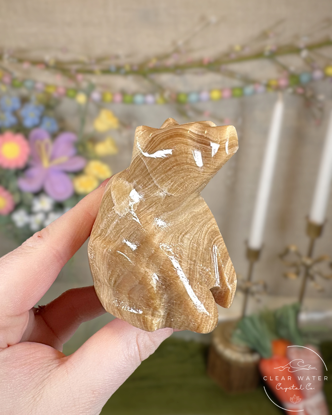 Amber Onyx Chubby Sitting Bear Carvings – Mexico