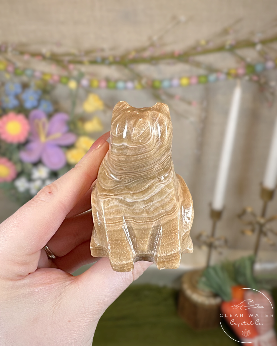 Amber Onyx Chubby Sitting Bear Carvings – Mexico