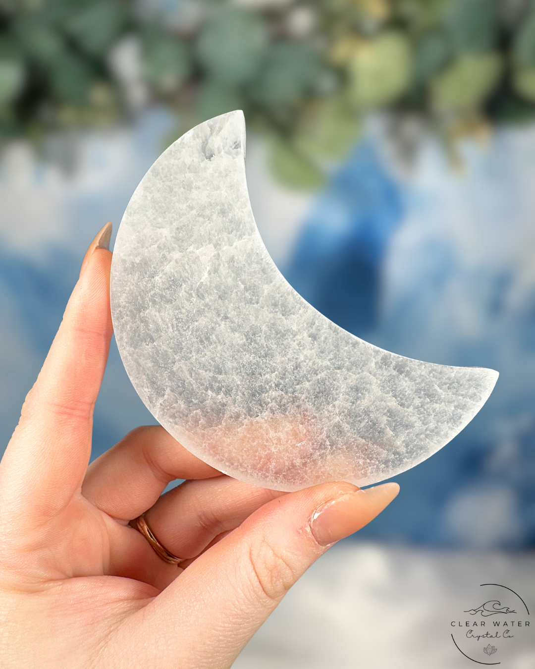 Satin Spar Moon Plate: Lunar Light