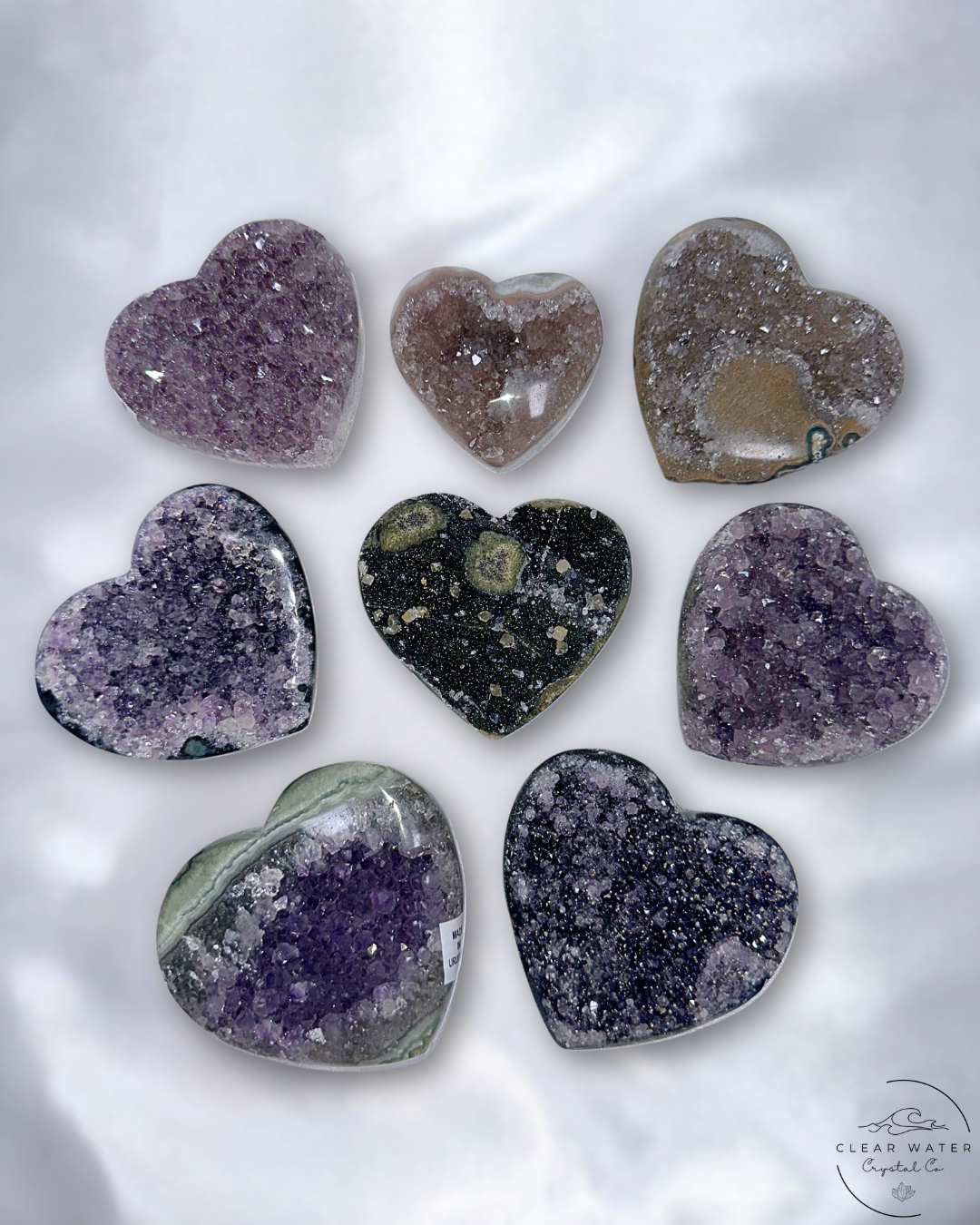 Uruguayan Amethyst Heart Carvings