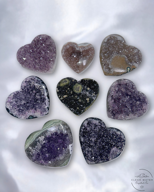 Uruguayan Amethyst Heart Carvings