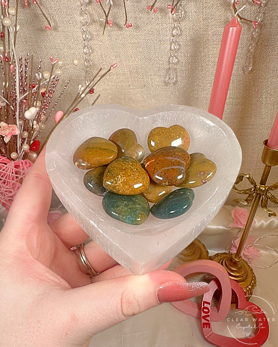 Satin Spar Heart Bowl