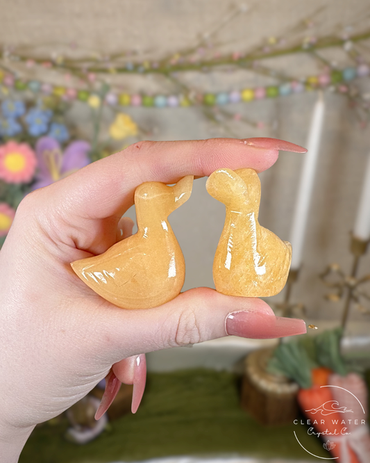 Orange Calcite Duck Carvings – Mexico