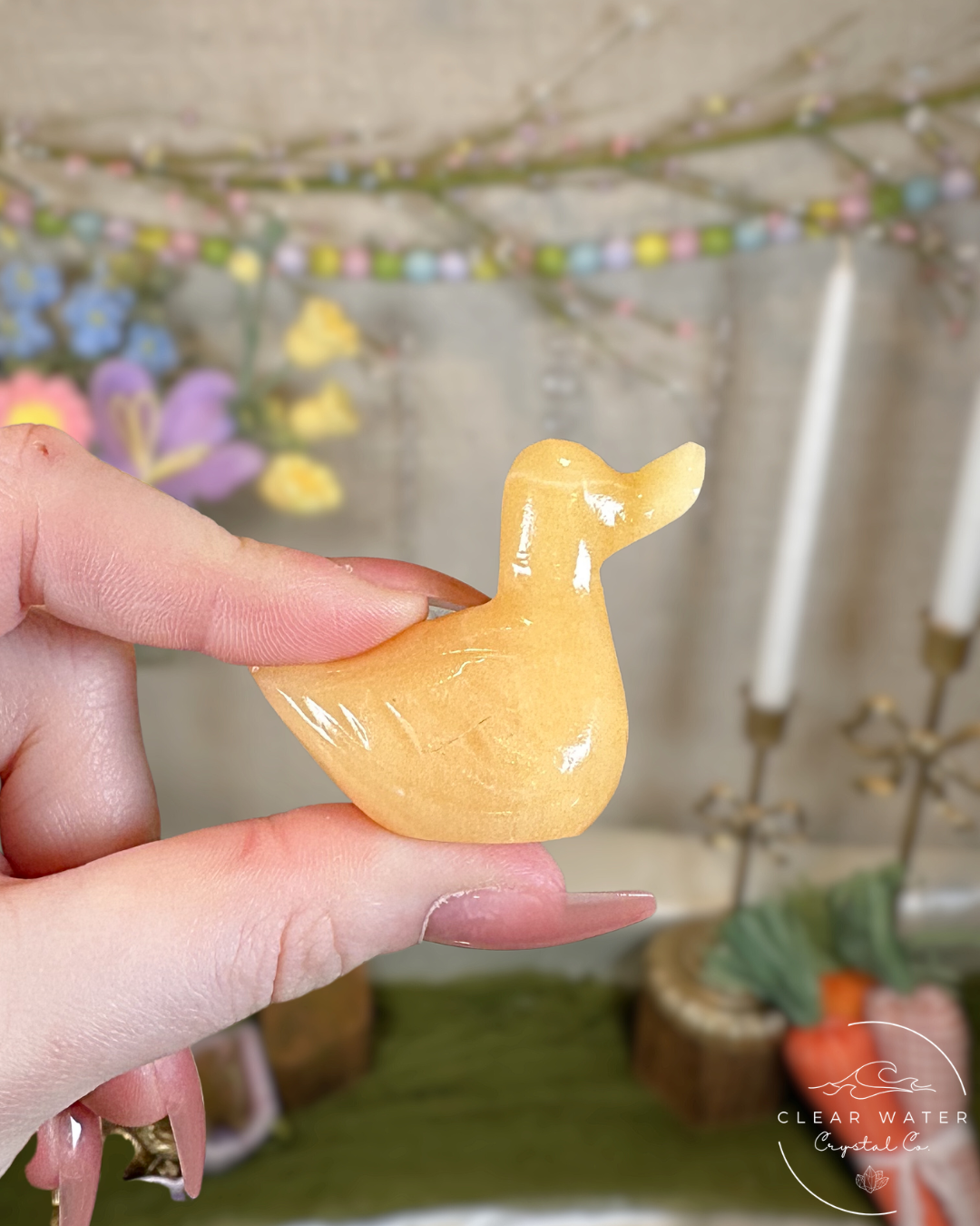 Orange Calcite Duck Carvings – Mexico