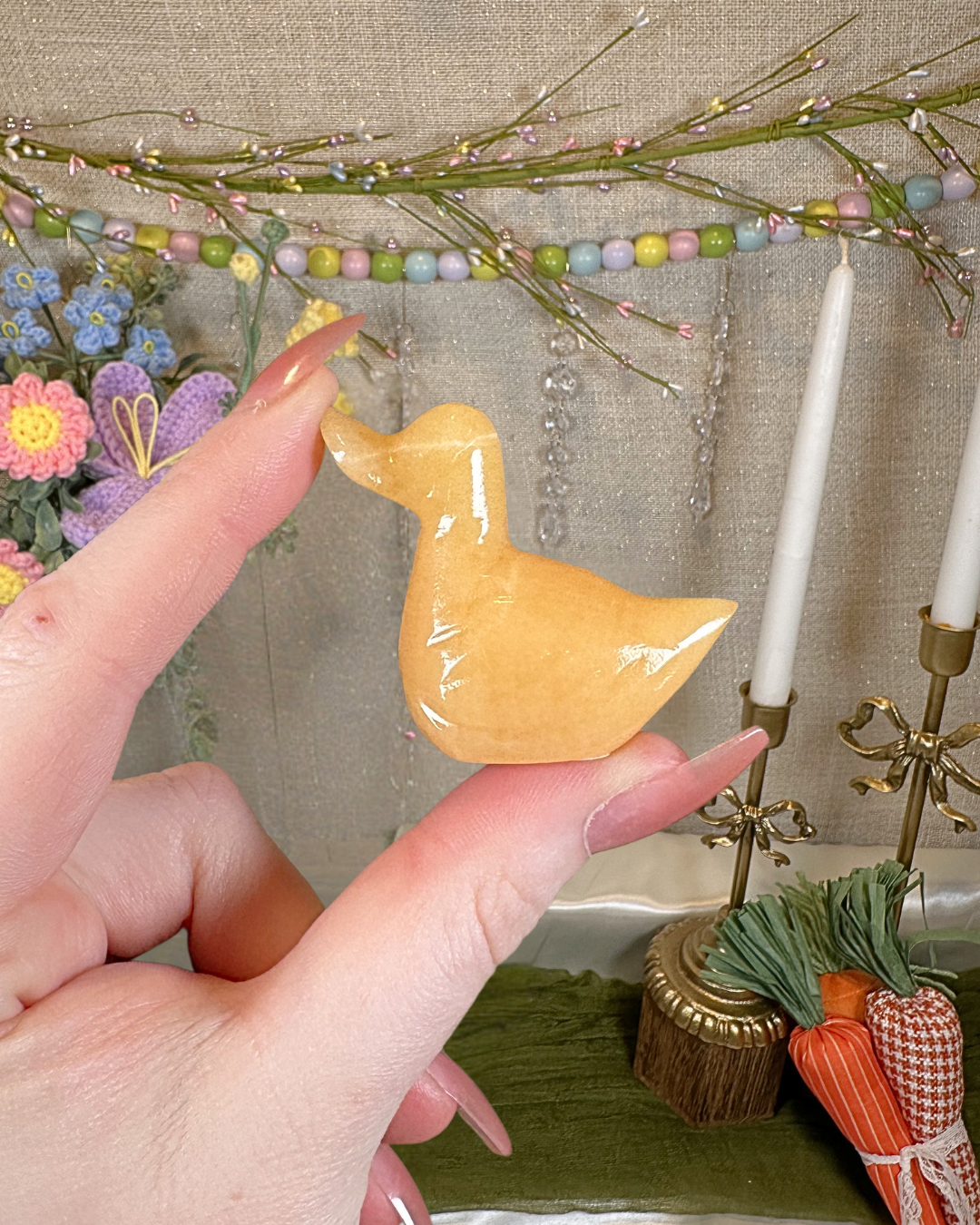 Orange Calcite Duck Carvings – Mexico