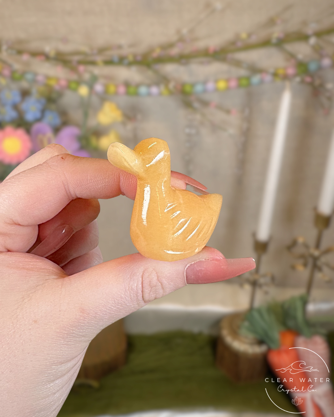 Orange Calcite Duck Carvings – Mexico