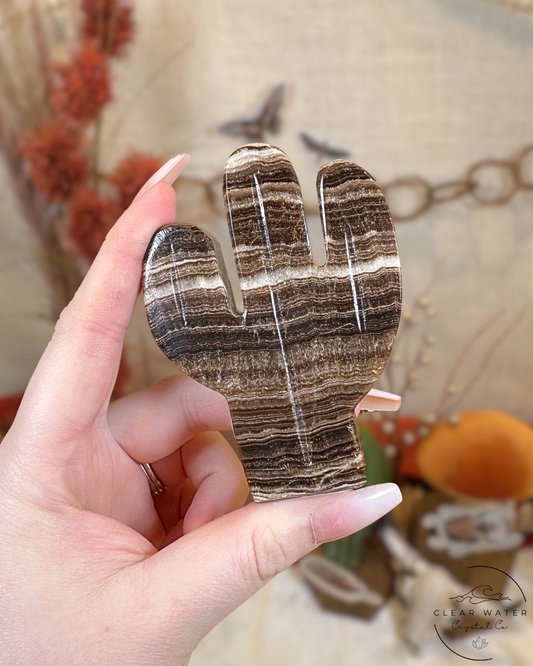 Chocolate Calcite Cactus Carving- Mexico