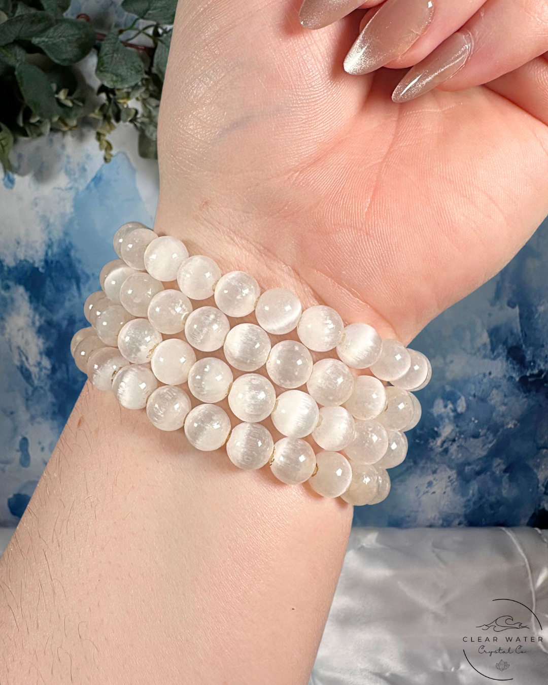 Satin Spar Bracelet: Lunar Silk