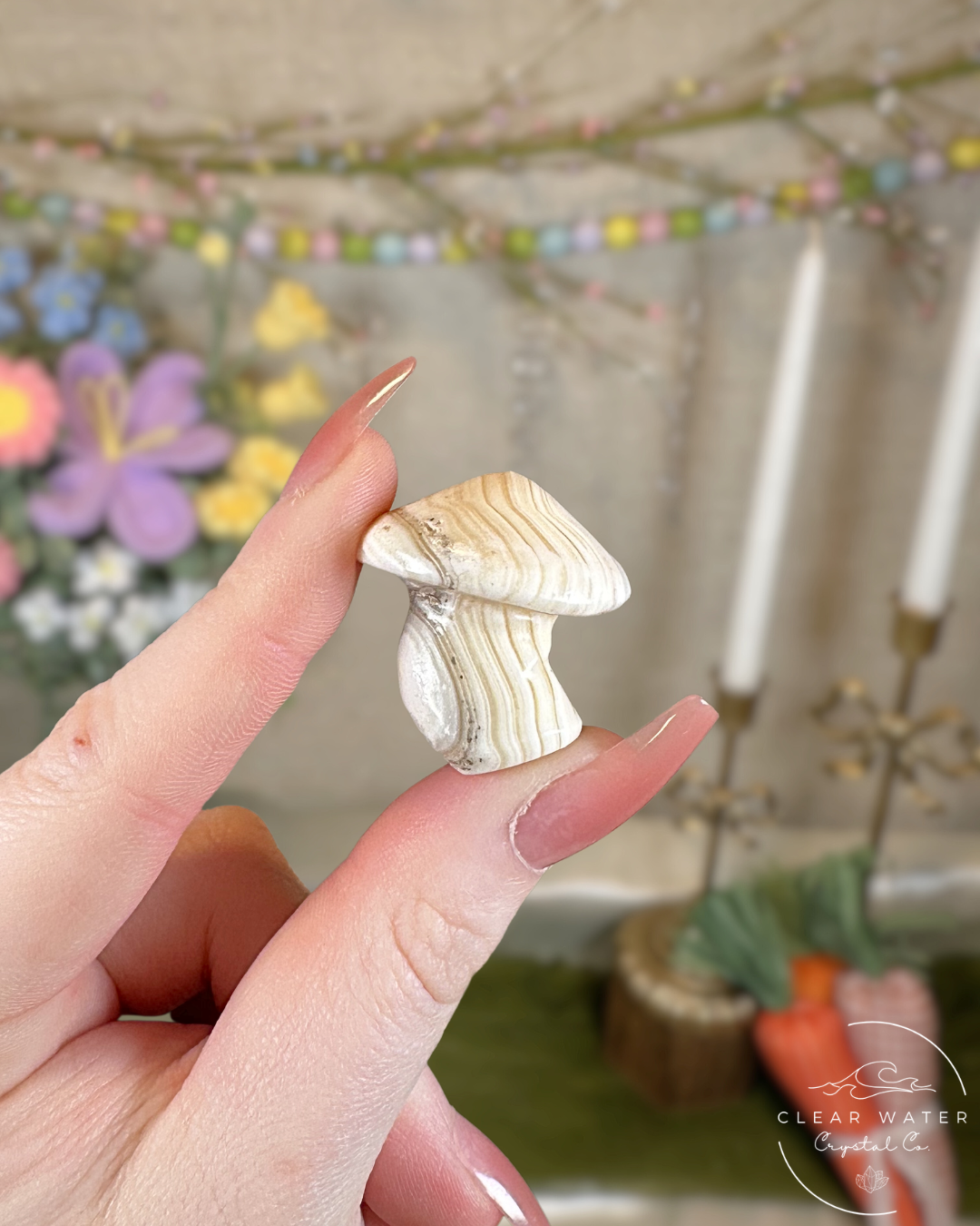 Orange Calcite Mushroom Carvings – Mexico