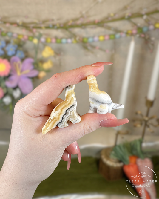 Zebra Calcite Brontosaurus Carvings – Mexico