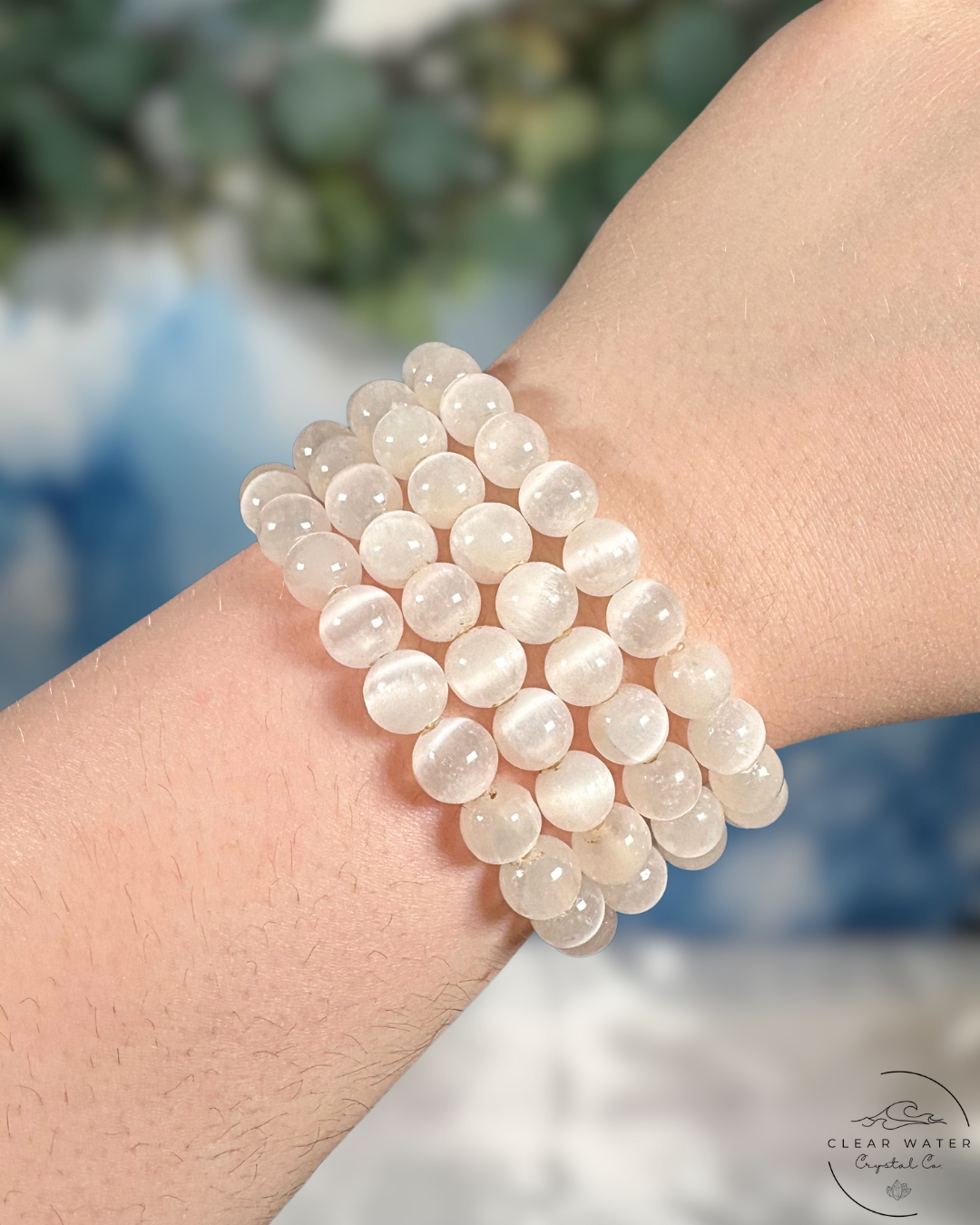 Satin Spar Bracelet: Lunar Silk