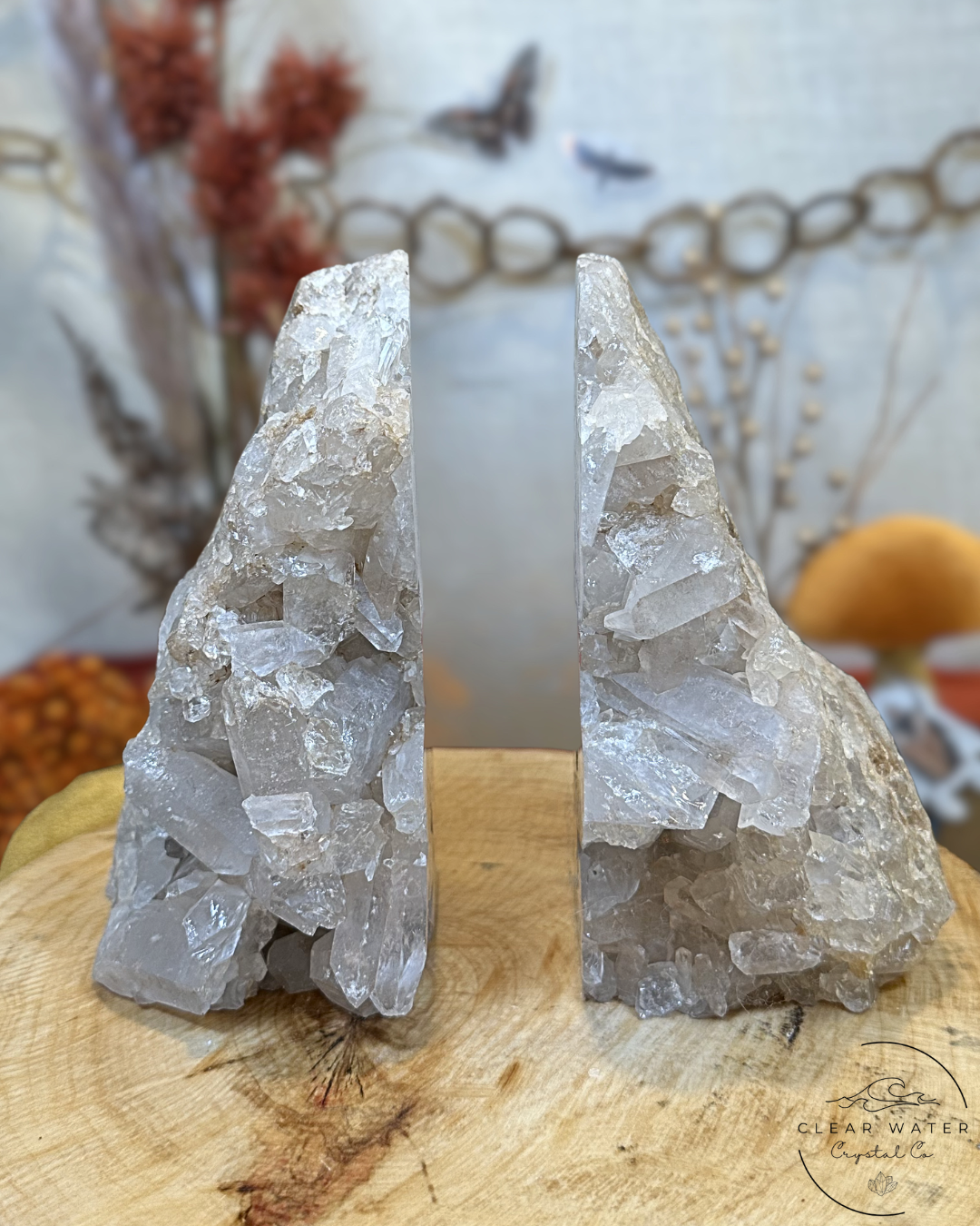 Clear Quartz Cluster Bookends- Brazil
