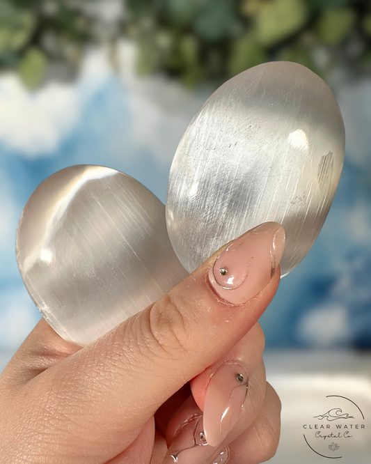 Satin Spar Palmstones: Serene Clarity