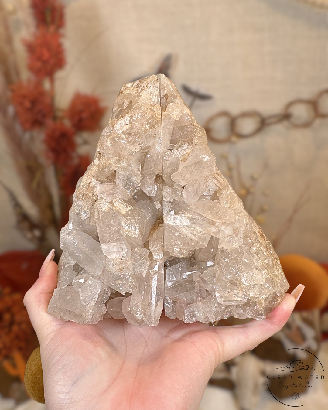 Clear Quartz Cluster Bookends- Brazil
