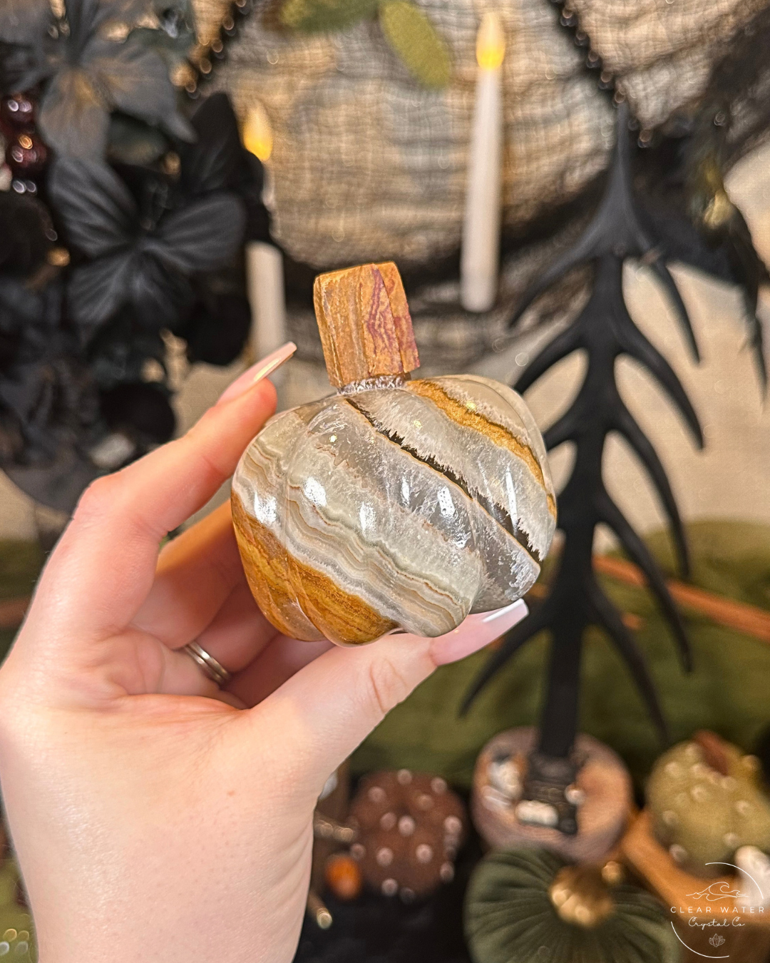 Rainbow Calcite Pumpkin Carving | Mexico