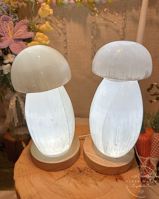 Large Satin Spar Mushroom Lamp – Madagascar