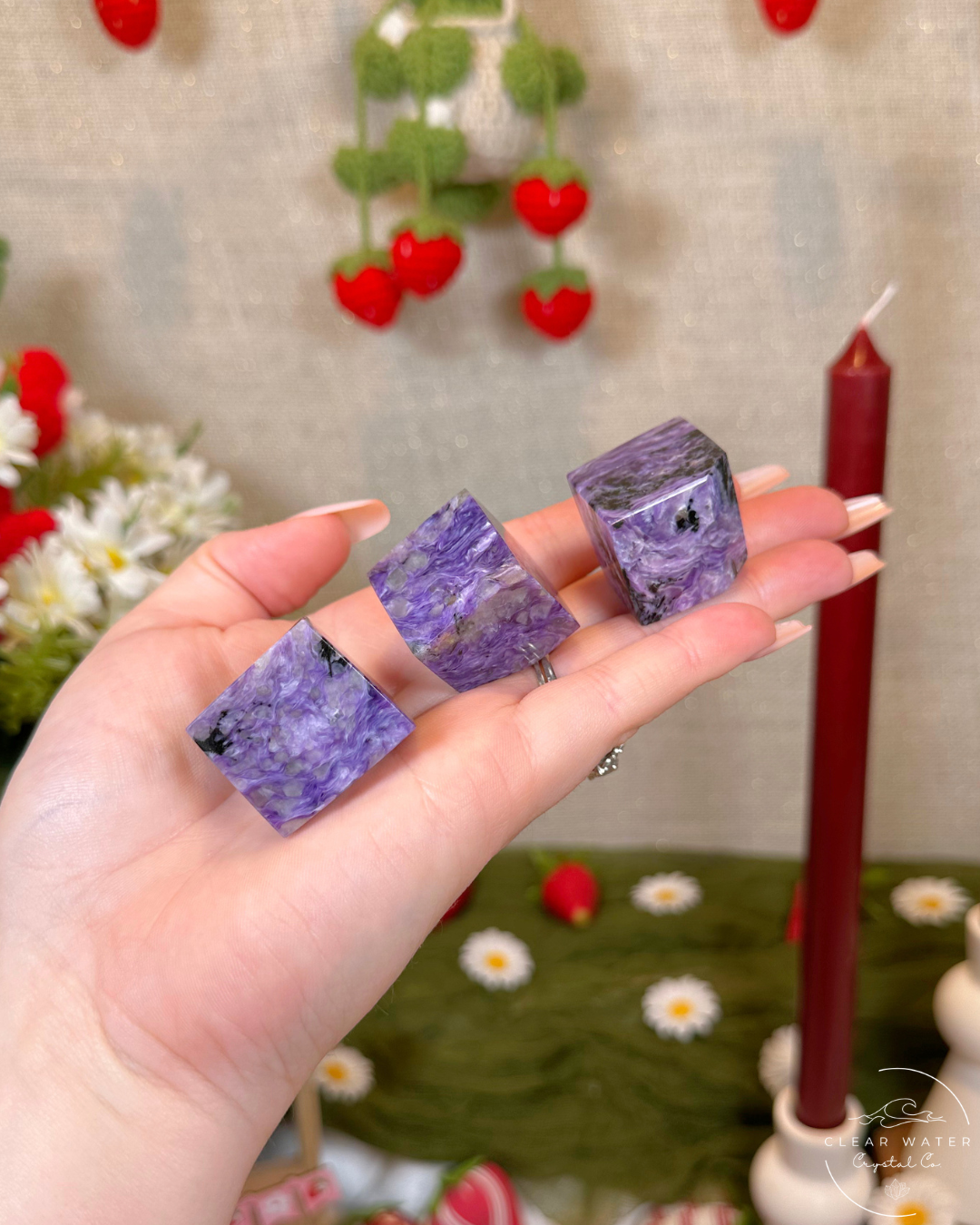 Russian Charoite Cube/Freeform Carvings