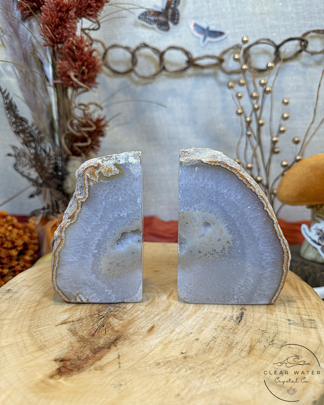 Druzy Agate and Quartz Bookends- Brazil