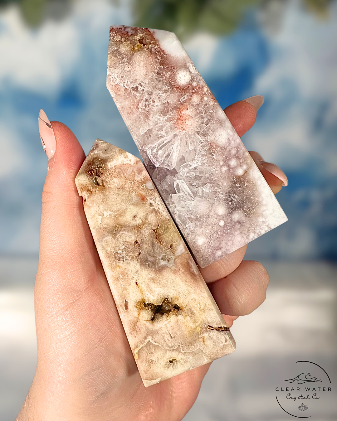 Blooming Heart Tower: Flower Agate & Pink Amethyst Synergy
