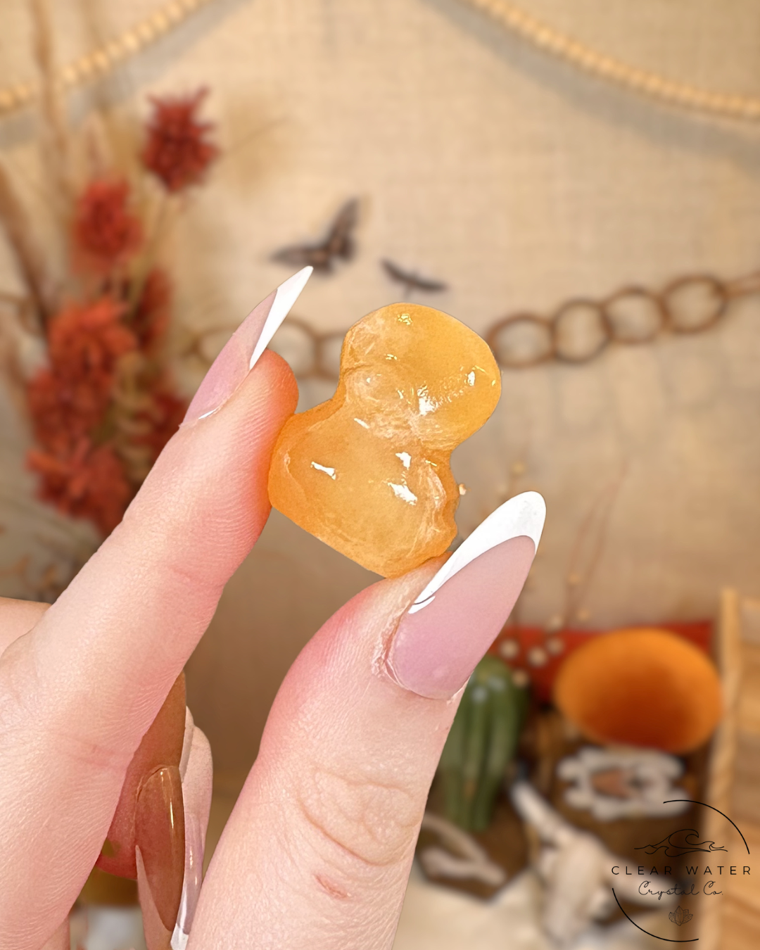 Orange Calcite Duck Carving- Mexico