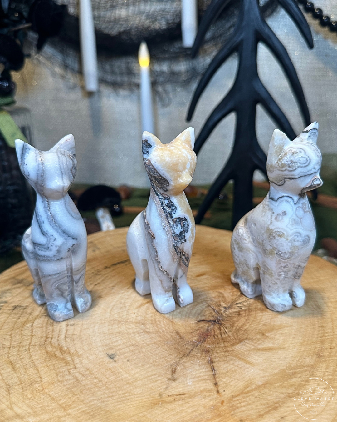 Zebra Calcite Cat Carving | Mexico