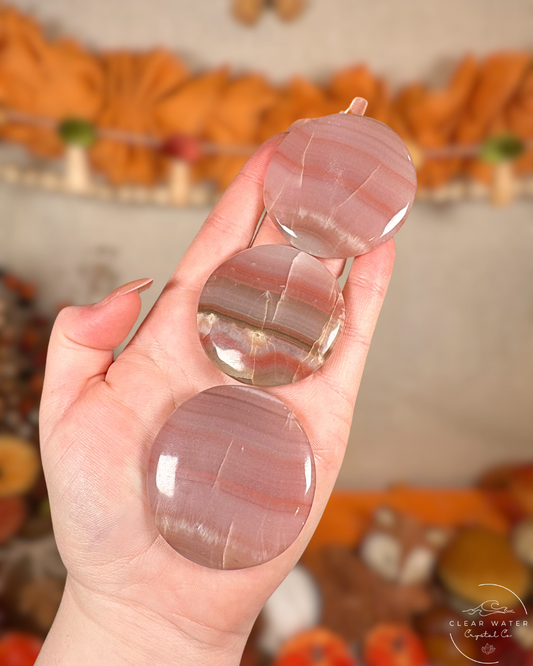 Pocket Petal: Pink Banded Onyx Flatstone