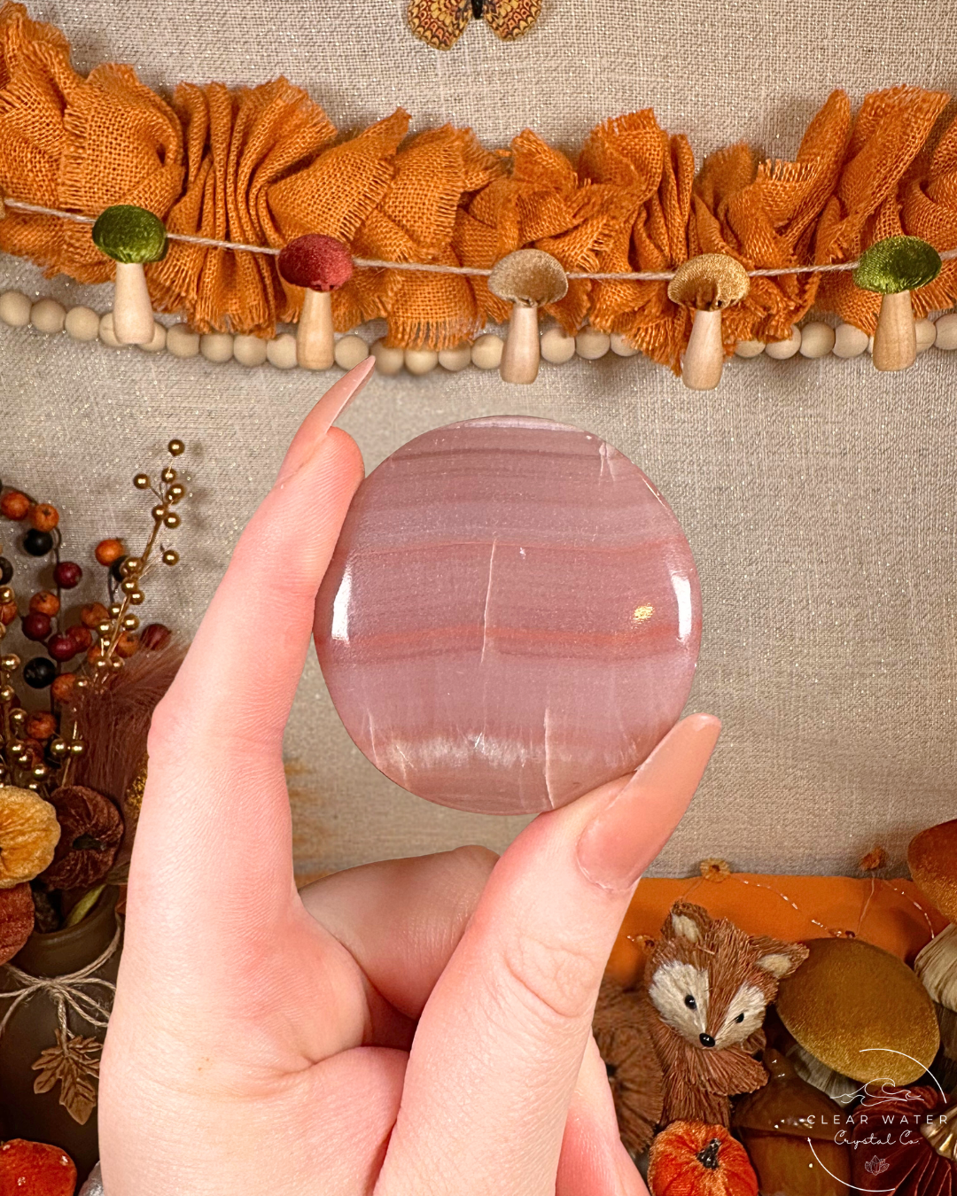 Pocket Petal: Pink Banded Onyx Flatstone
