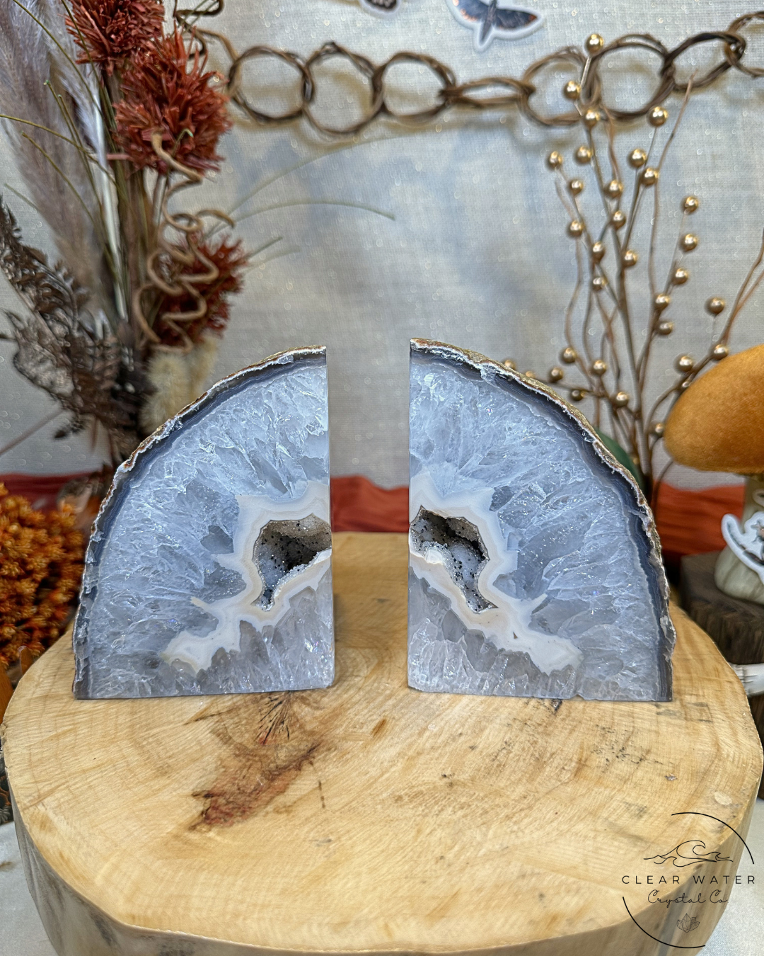 Druzy Agate and Quartz Bookend- Brazil