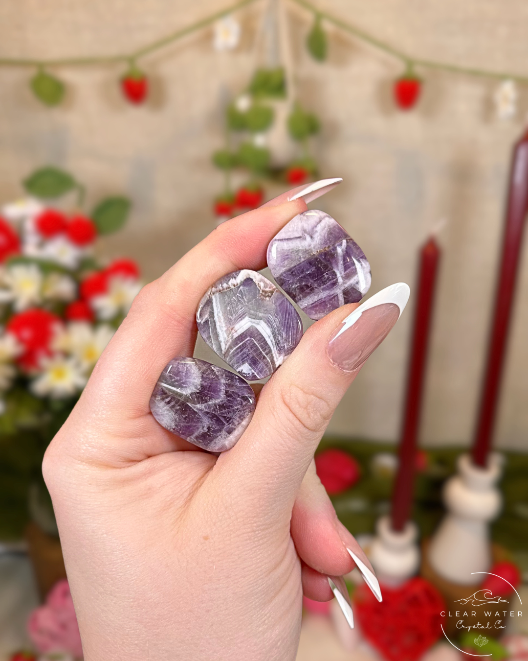 Chevron Amethyst Mini Pocket Stone