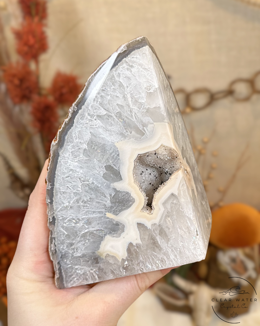 Druzy Agate and Quartz Bookend- Brazil