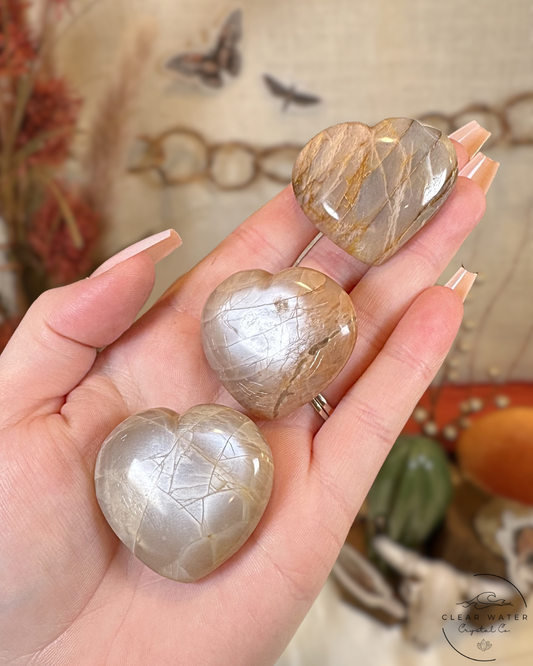 Peach Moonstone Hearts- Madagascar