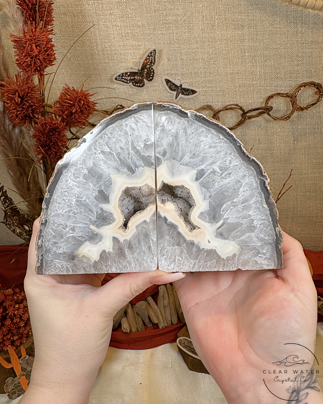 Druzy Agate and Quartz Bookend- Brazil