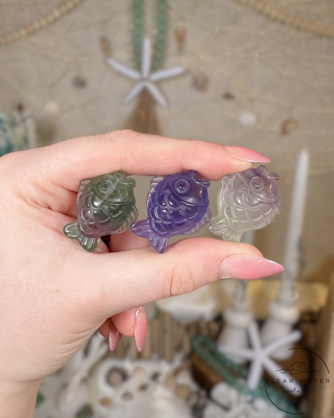 Mini Fluorite Fish Carving