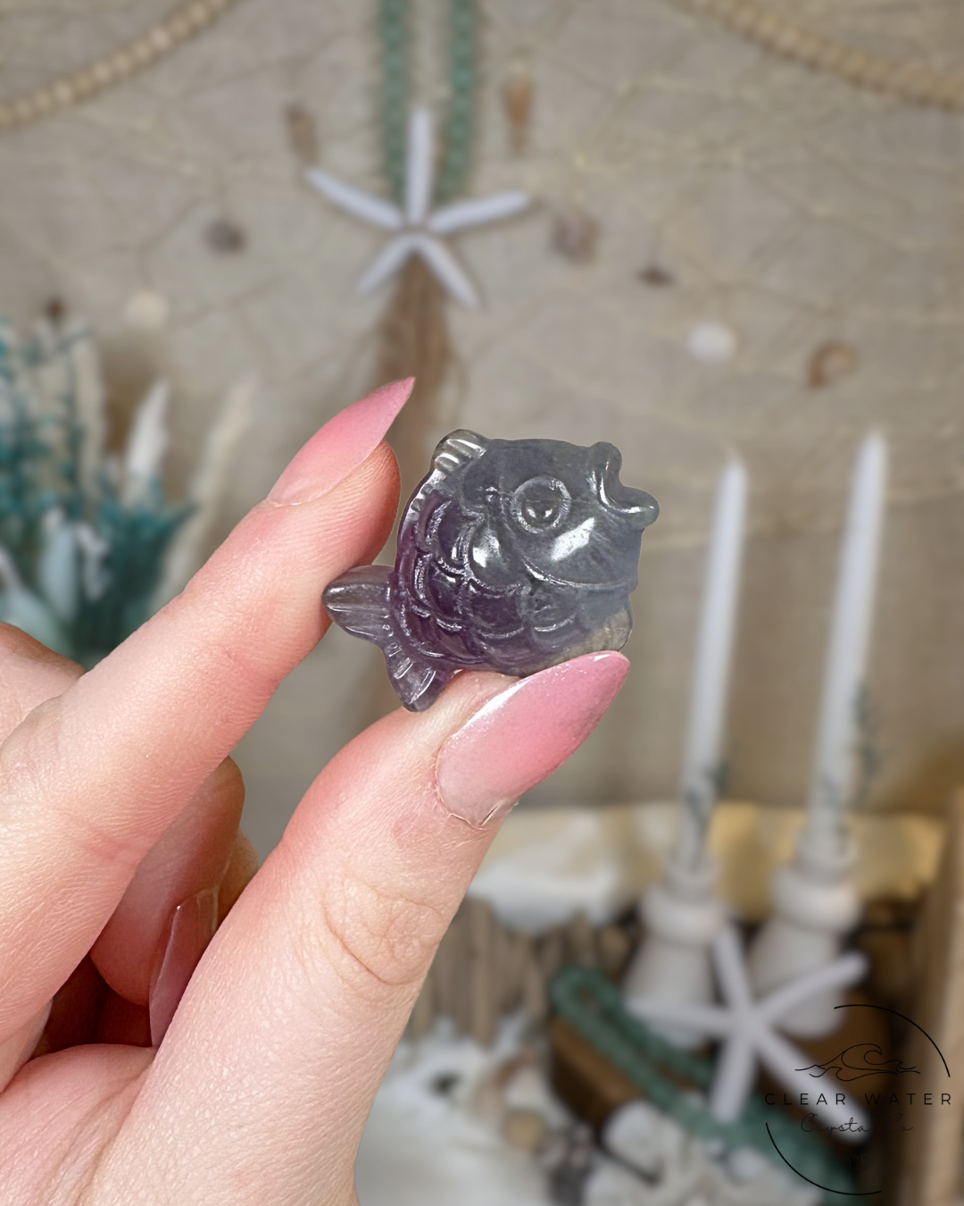 Mini Fluorite Fish Carving