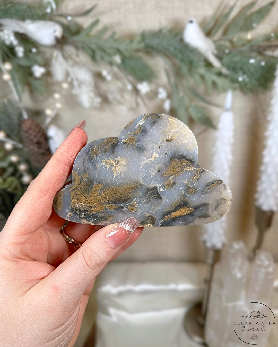 Blue Dendritic Tiger Agate Cloud Carvings – Indonesia