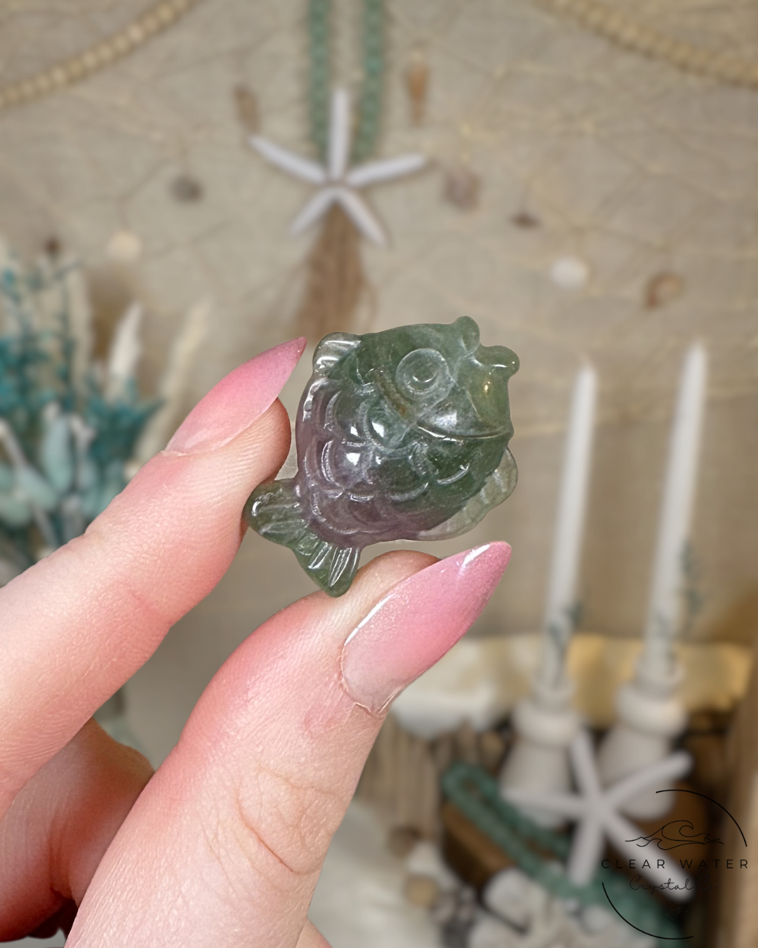 Mini Fluorite Fish Carving