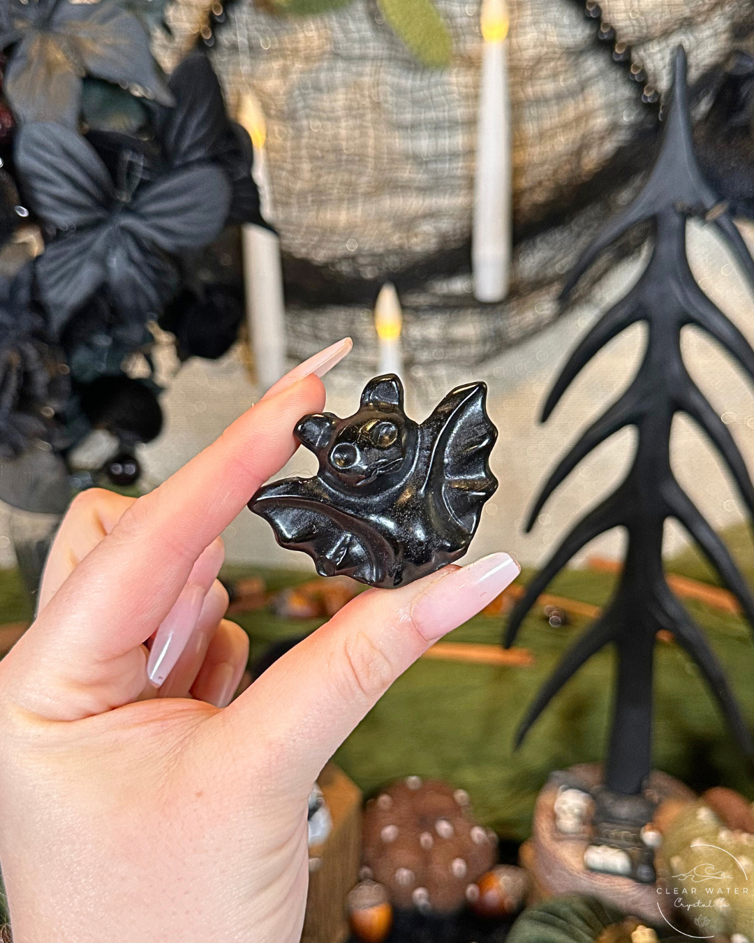 Obsidian Bat Carving