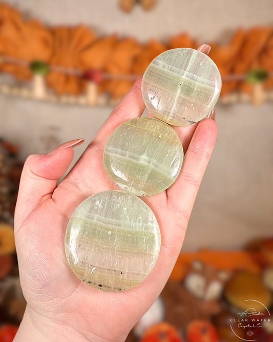 Meadow Mist: Pistachio Calcite Flatstone
