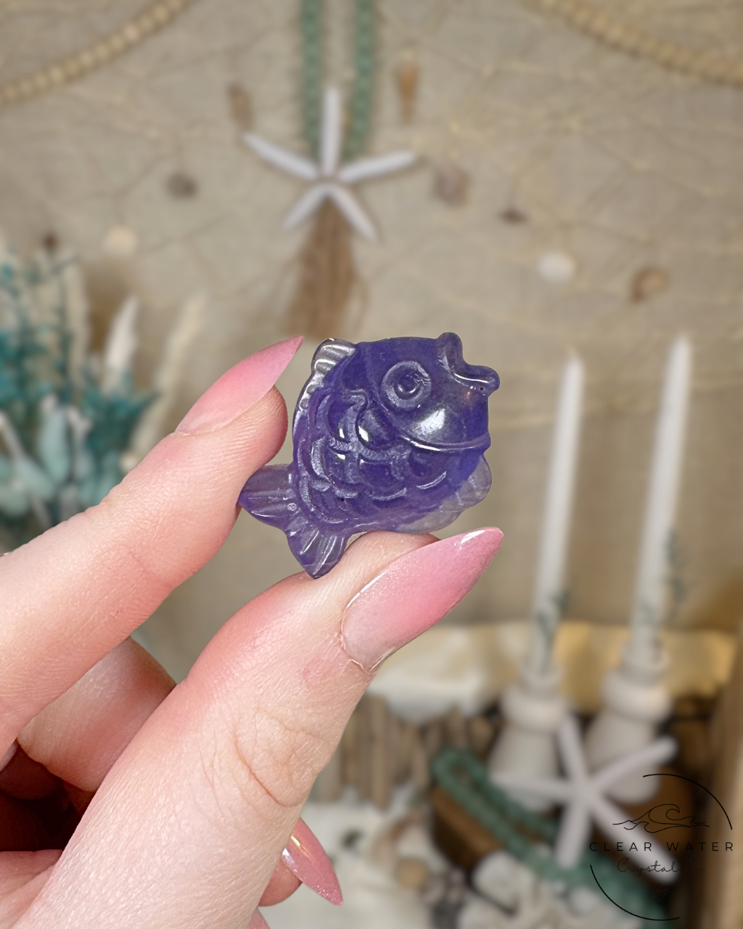 Mini Fluorite Fish Carving