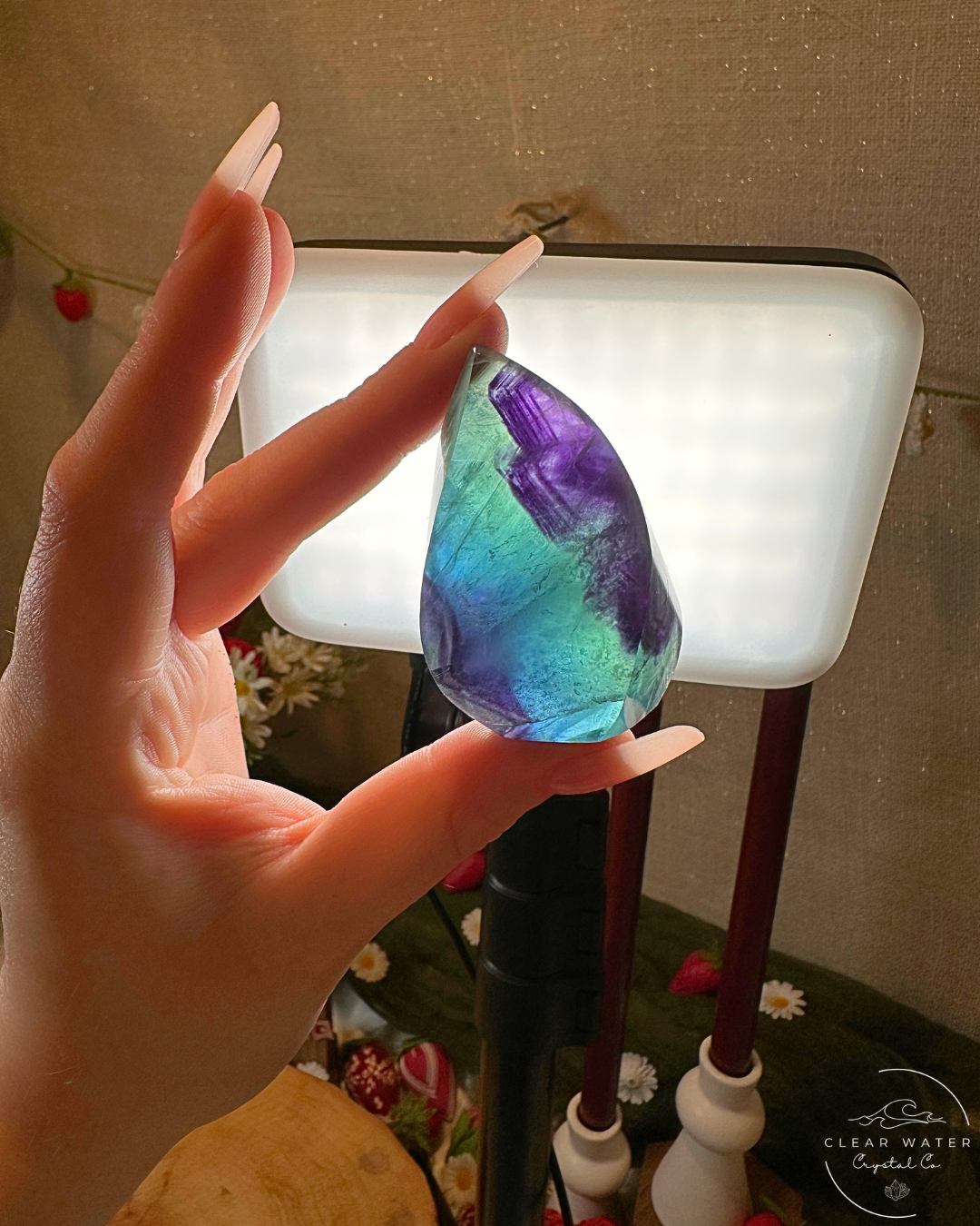 Blue Fluorite Flame Carvings