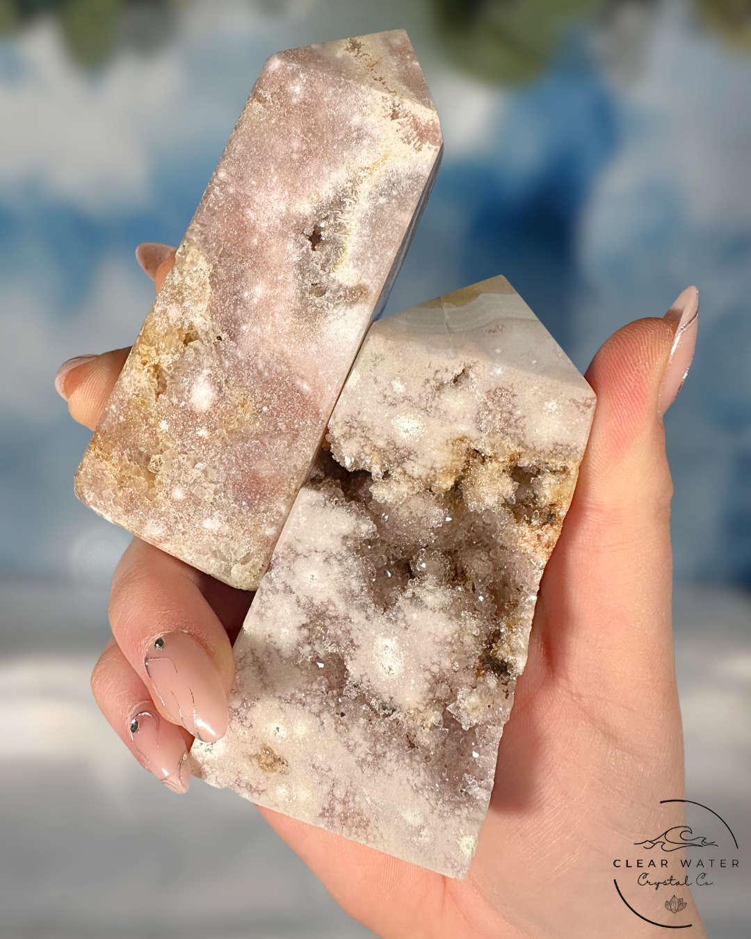 Blooming Heart Tower: Flower Agate & Pink Amethyst Synergy