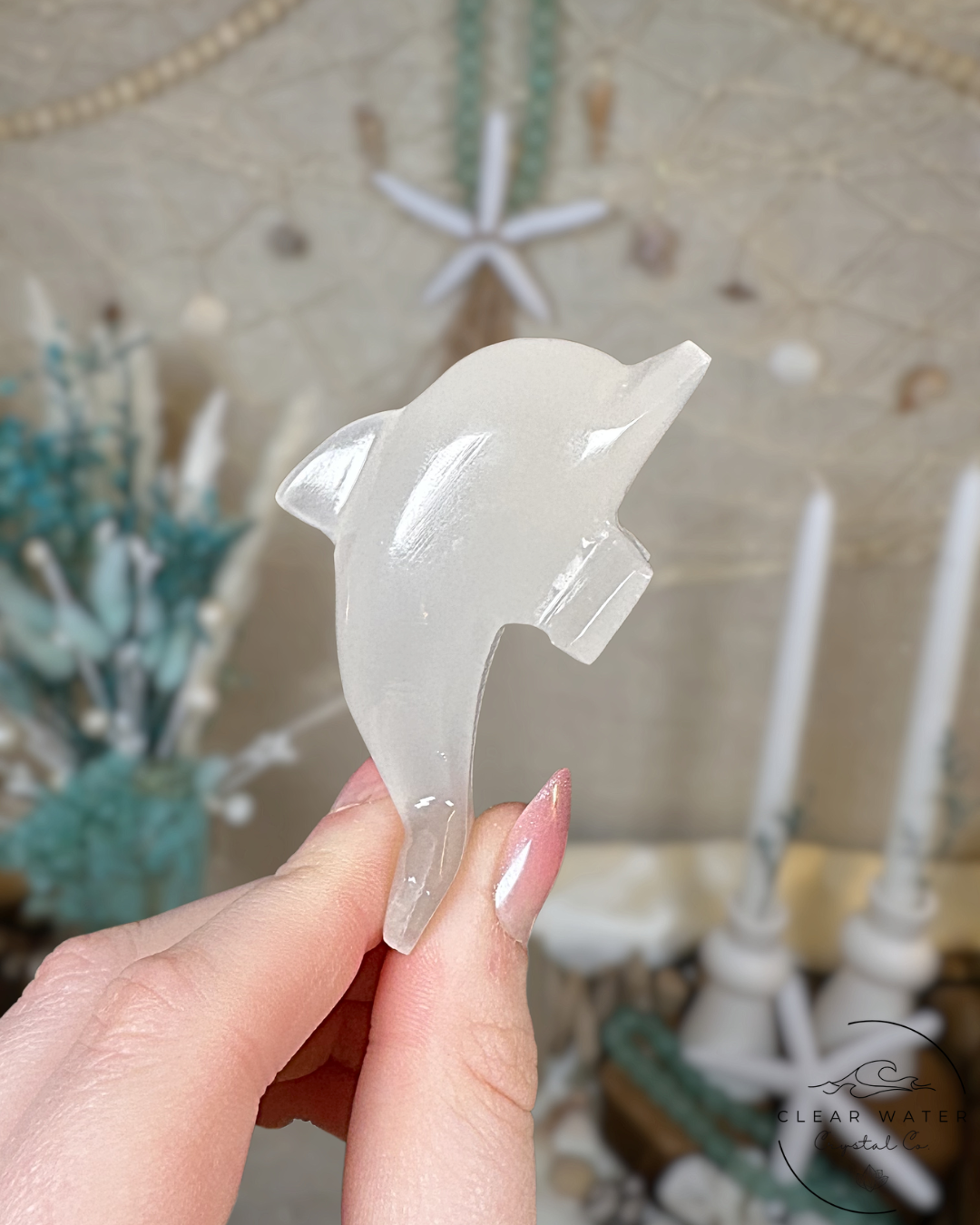 White Calcite Dolphin Carvings – Mexico