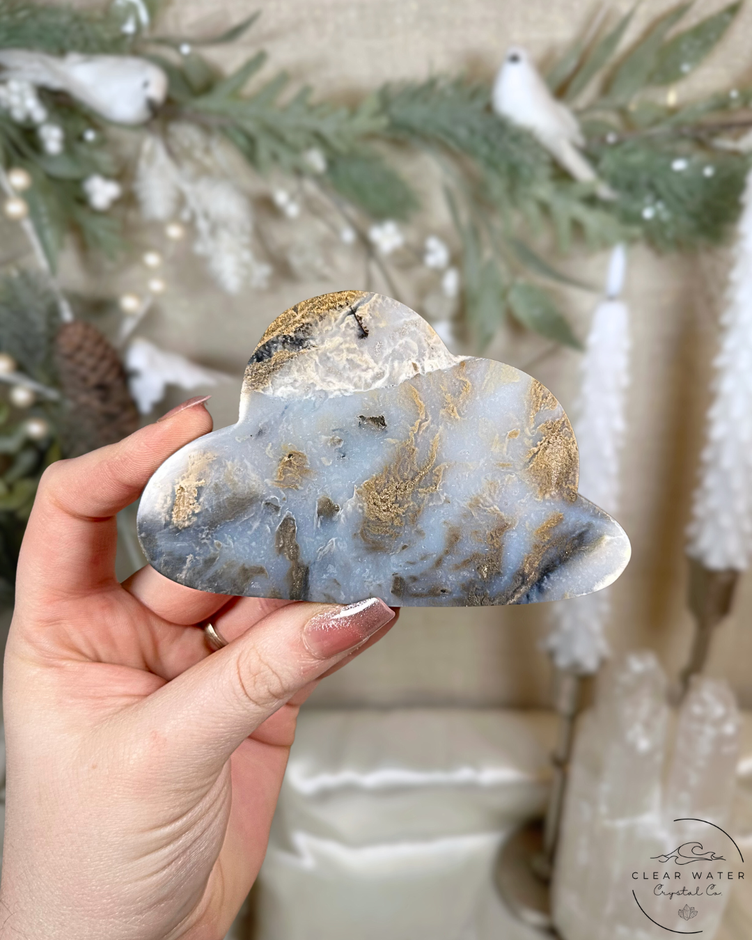 Blue Dendritic Tiger Agate Cloud Carvings – Indonesia