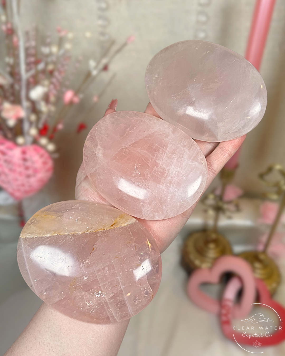 Large Rose Quartz Palmstones – Madagascar