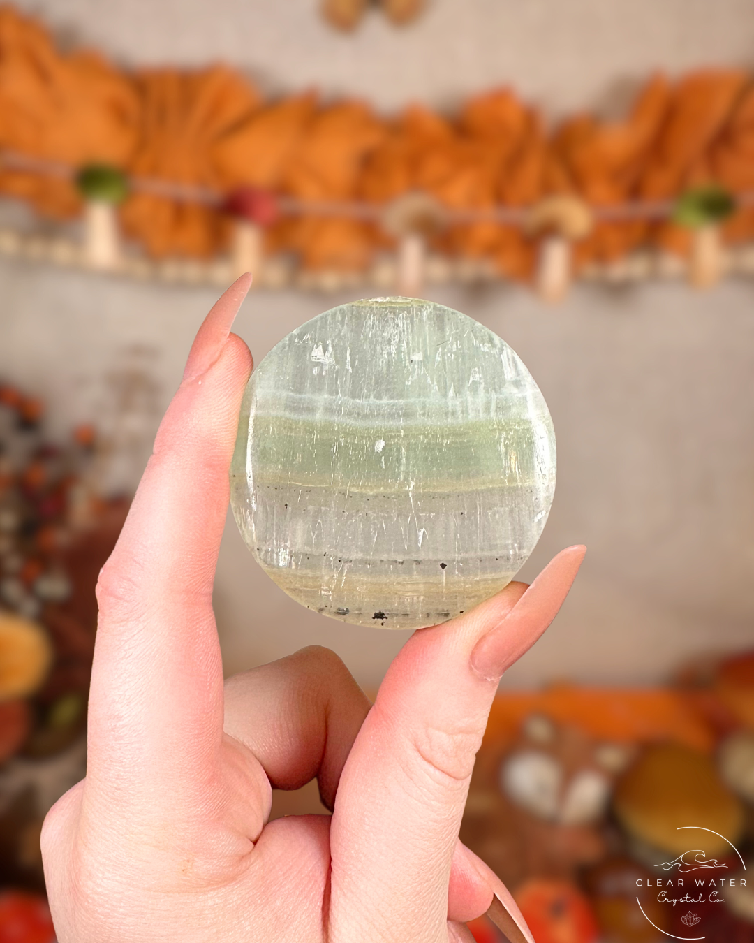 Meadow Mist: Pistachio Calcite Flatstone