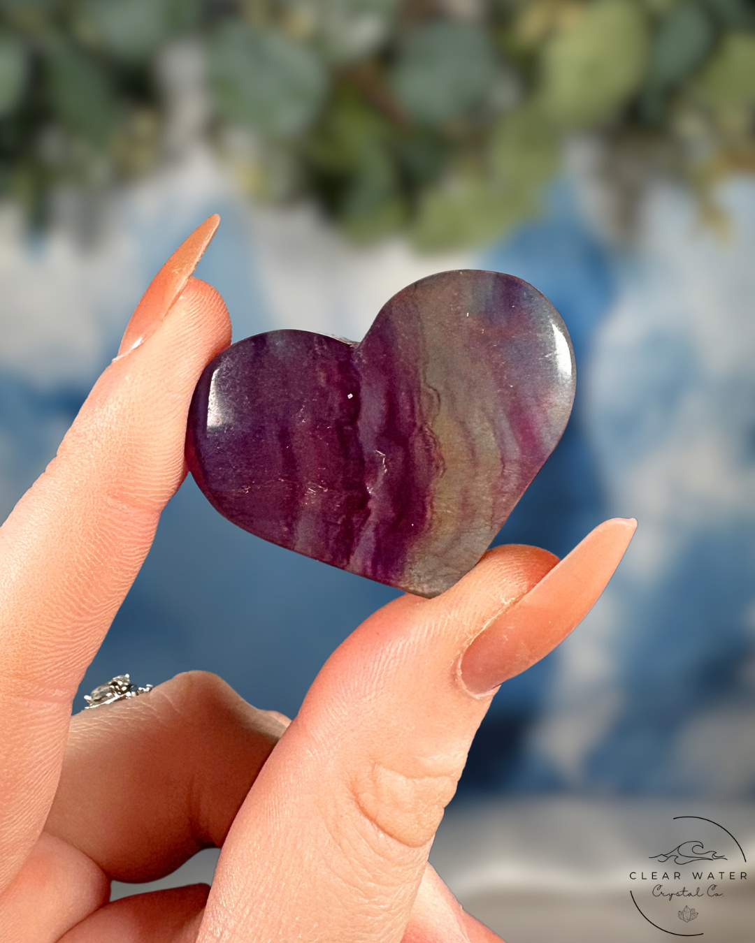 Rainbow Fluorite Heart