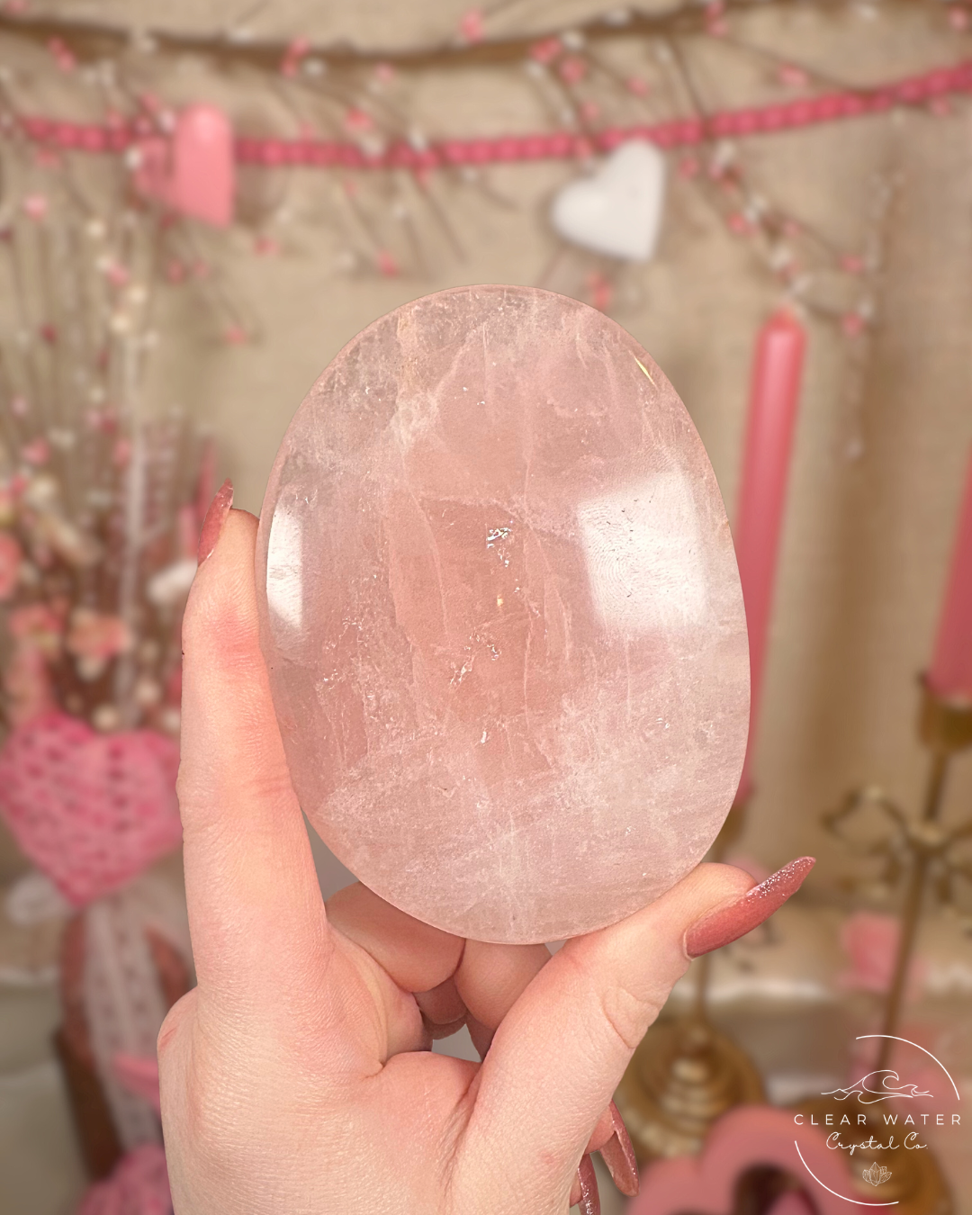 Large Rose Quartz Palmstones – Madagascar